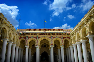 Thirumalai Nayak Mahal pillars and courtyard, Madurai