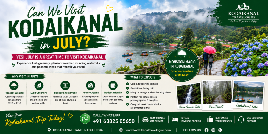 Kodaikanal weather in July – misty hills and monsoon greenery