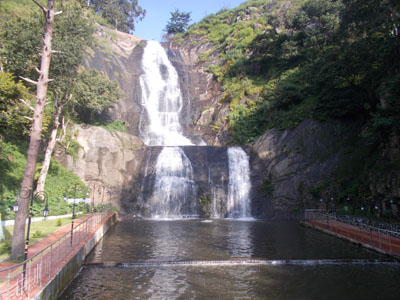 Silver Cascade Falls Kodaikanal in August at full monsoon flow