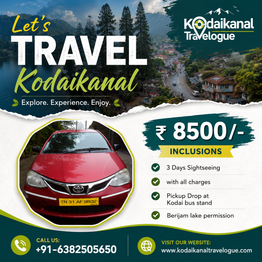 Kodaikanal cab booking service – outstation pickup and local sightseeing