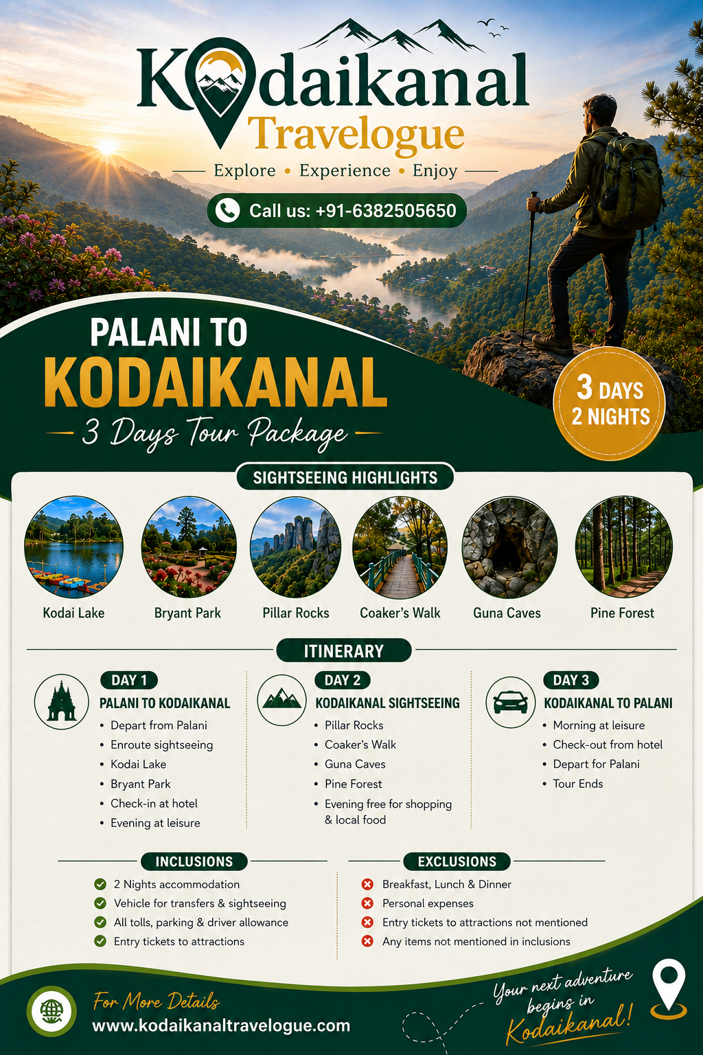 palani to kodaikanal tour package for 3 days