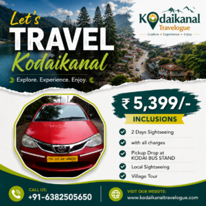 Kodaikanal cab service for 2-day sightseeing tour