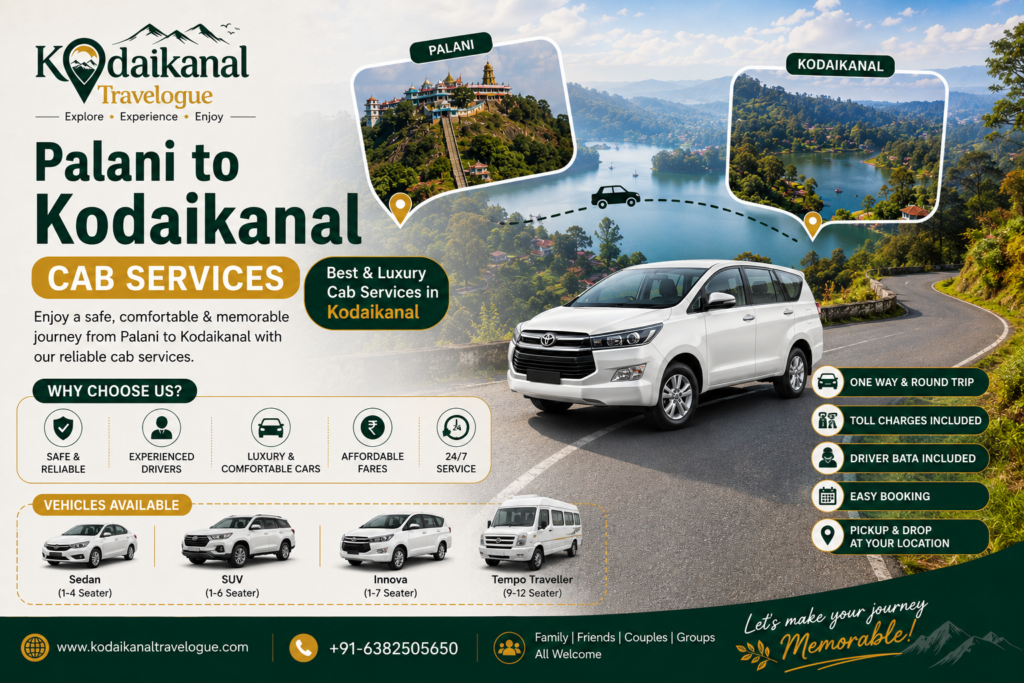Palani to Kodaikanal cab service booking 2026